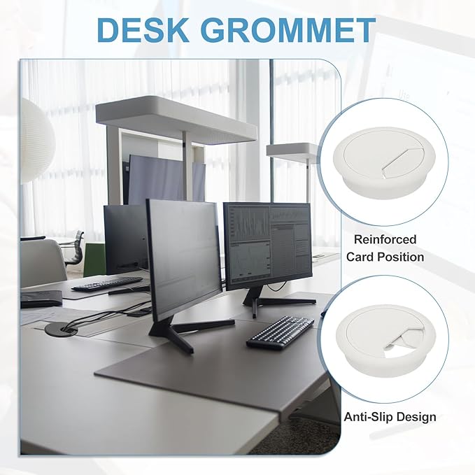 PATIKIL Desk Grommet 2.4", 4 Pcs Plastic Desk Hole Cover Cable Grommet Cord Hole Cover Table Wire Organizer for Home Office Wires Cables Through The Countertop, White