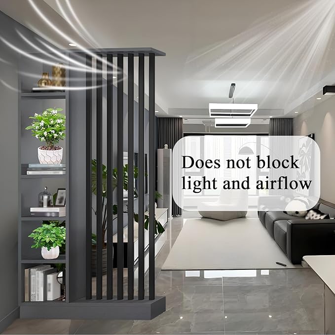 Room Divider with Shelves, Entrance Hall Partition Screen Column Floor to Ceiling - Freestanding Room Divider with Storage Shelf, Freestanding Decor for Bedroom (A Gray + Black, 39.4in / 100cm)