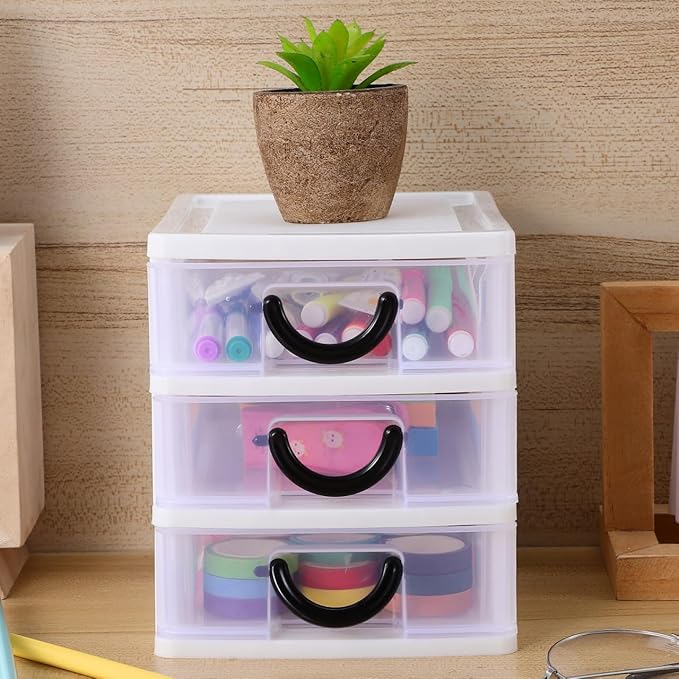 SEWACC Mini Plastic Drawers Organizer Clear Desktop Storage Drawers Containers for Home Office