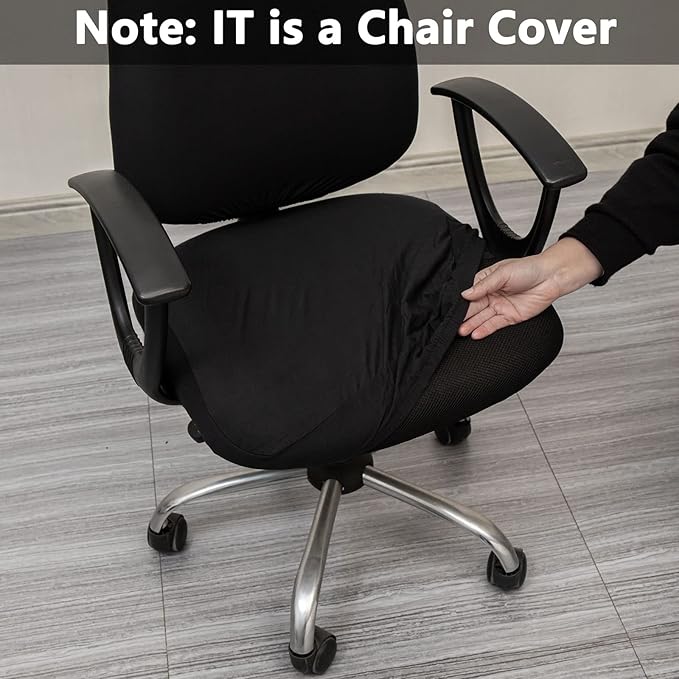 Melaluxe Computer Office Chair Covers, Protective & Stretchable Universal Chair Cover, Stretch Rotating Chair Slipcover (Black)