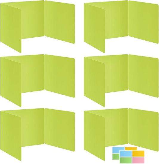 6 Pack Fluorescent Green Desk Dividers for Students, Privacy Shields Folder for Students, Durable & Waterproof Plastic Study Board, Classroom Teacher Supplies Test Divider, Includes Extra Labels