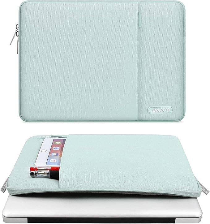 MOSISO Laptop Case 15 inch, 15 inch Laptop Sleeve Compatible with MacBook Air M5 A3448 M4 A3241 M3 A3114 M2 A2941 2026-2023, Dell XPS, Polyester Vertical Computer Sleeve Bag with Pocket, Mint Green