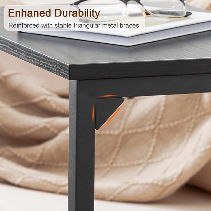AMHANCIBLE C Shaped End Tables Set of 2, Couch Side Tables that Slide Under, TV Trays for Living Room, Bedroom, Small Space, Sofa, Black HET02BBK