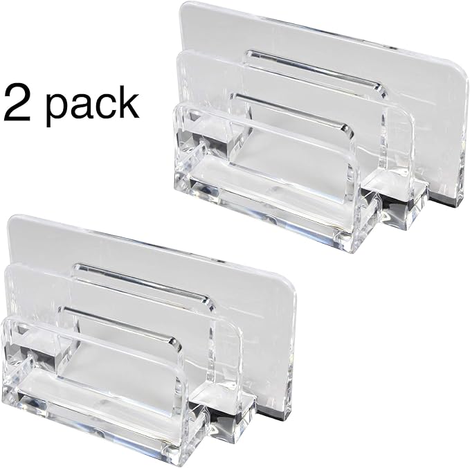 Acrylic Letter Sorter Little File Folder Sorter (2 Pack) for Paper, Letter, Envelope, Office File Organizer, Office Supplies, Desk Accessories - Clear