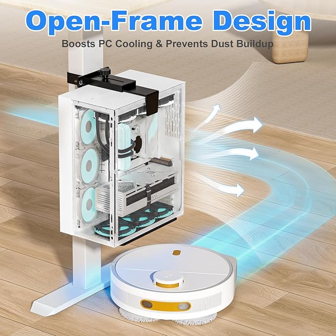 Under Desk PC Mount - No Drilling 40 lb Capacity, Fits 3 Fixed Desk Leg Sizes, CPU Holder Under Desk, Adjustable Clamp-on Desk Leg PC Mount for Standing Desk, with Non-Slip Pads, Black