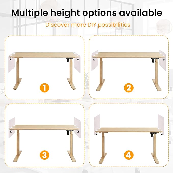 Desk Divider, Clamp On Felt Desk Privacy Panels, Acoustic Sound Absorbing Desk Partition for Office Desk, Reduce Distractions, Oatmeal, 2 Pack, 16 x 24 in