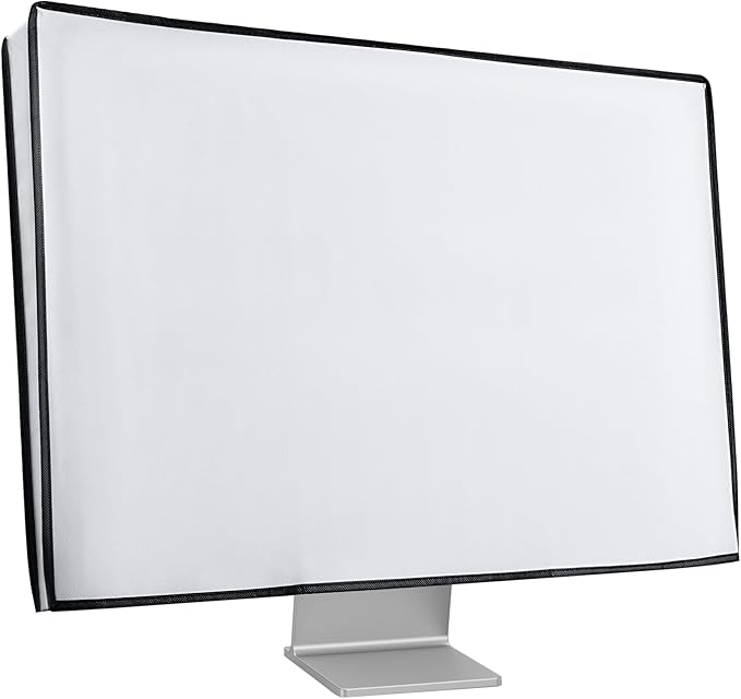 kwmobile Monitor Cover Compatible with 27-28" Monitor - Dust Cover Computer Screen Protector - White