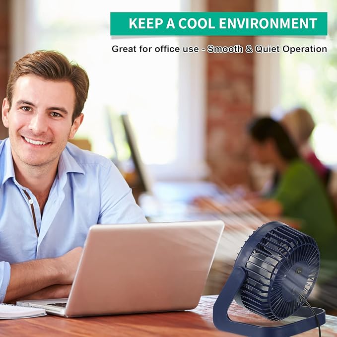 Geelin 4 Pcs Desk Fan 5 Inch Small Table Fan Desktop USB Office Speeds Portable Quiet Operation and 360 Degree Rotate, Convenient Carry Handle Personal Table for Home, Office (Multi Color)