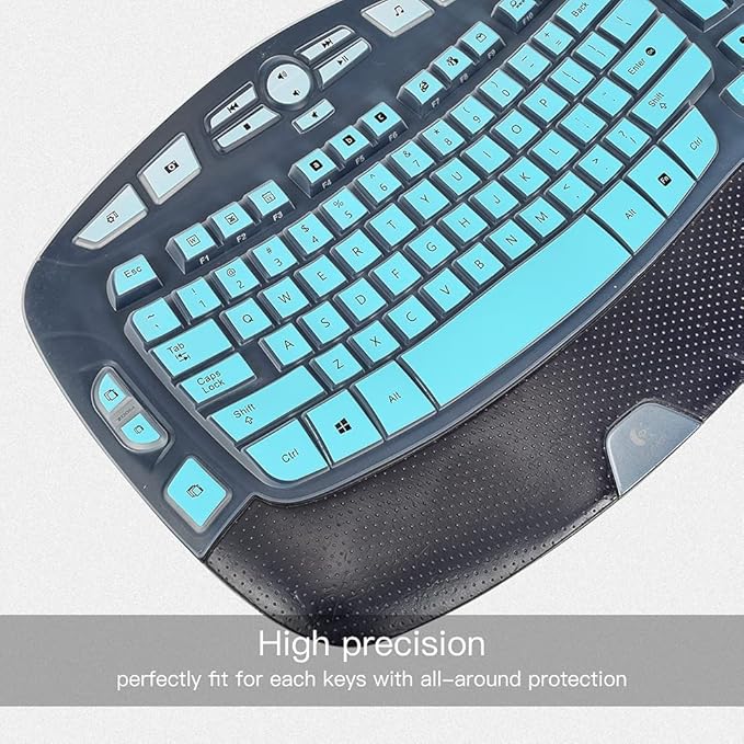 Keyboard Cover for Logitech K350 MK550 MK570, Keyboard Skin for Logitech K350 MK550 MK570 Wireless Wave Keyboards Covers Protector Accessories, Ombre Mint Green