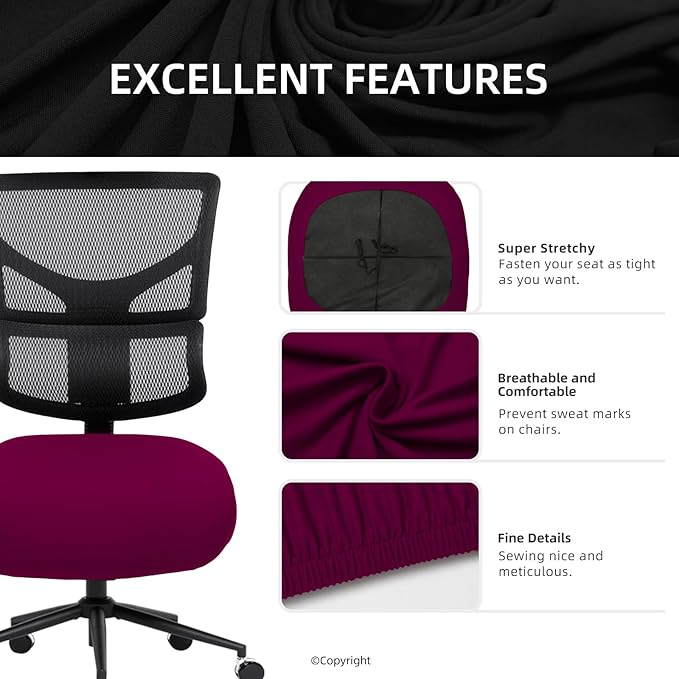DIVA EN CAMINO DEC Stretchable Desk Office Chair Seat Cushion Covers - Universal Spandex Computer Chair Slipcover - Removable Washable Cushion Protectors for Dogs, Cats, Pets