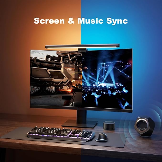 YEELIGHT Monitor Light Bar RGB, Computer Monitor Lamp, No Glare Eye-Care LED Screen Bar, Touch Control USB Reading Desk Lamp for Home Office Work, Stepless Dimming Adjustable Color Temperature