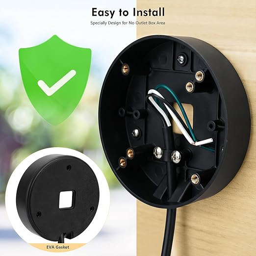 30ft/9M Power Cord with Adapter and Plug-in Mount for Floodlight Cameras,Compatible with Blink Floodlight Cam, eufy Floodlight E340, Socket Box with Weatherproof Cord-(2in1 Mount Cord Set) Black
