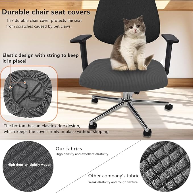 Newfashion Office Chair Seat Cover Universal Fit Stretch Washable Slipcover Protector for Desk Swivel Computer Chair (Grey)