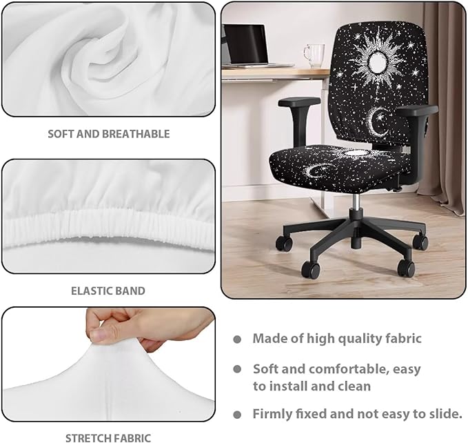 GLENLCWE Aztec Sunflower Cow Office Chair Cover Stretchable Seat Covers Universal Computer Chair Covers Rotating Chair Slipcover for Family Friends