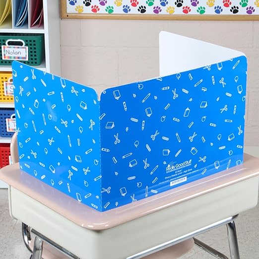 Really Good Stuff Standard Privacy Shields Set of 12, 3 Group Colors - Create a Distraction-Free Learning Environment - Glossy Finish - Ideal for Student Desks - Desk Dividers