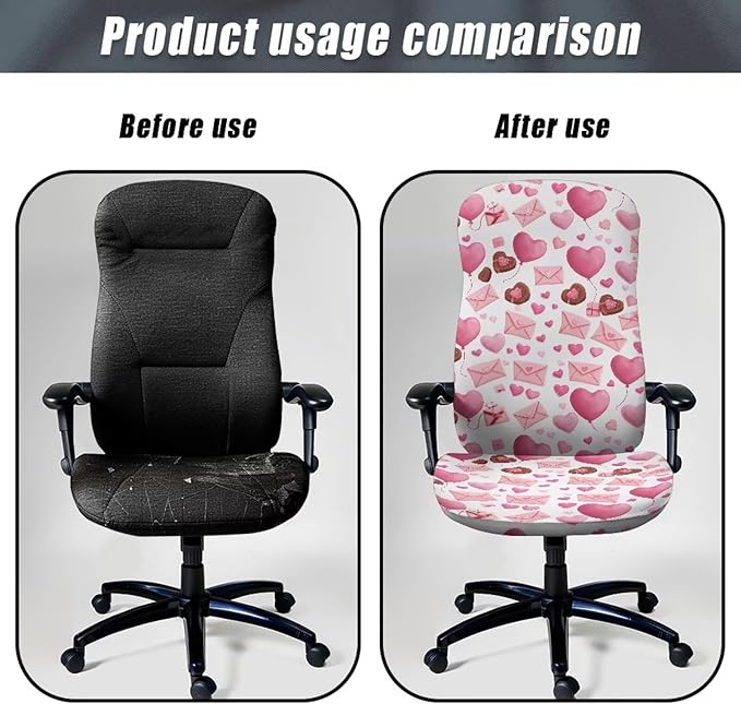 Talayituse Heart Chocolate Letter Print Office Chair Covers, Stretch Computer Chair Cover Universal Boss Chairs Covers Modern Simplism Style High Back Chairs Slipcover Valentine's Day Decor, Small
