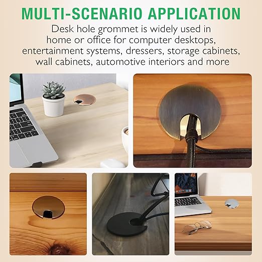 EASYEAH 1 Pcs Desk Grommet 1-3/8" / 35 mm, Desk Cord Hole Cover, Cable Grommet Metal Zinc Alloy Materilal, Desk Hole Grommet for Home & Office Pc, Detachable Cable Cord Organizer-Matte Silver