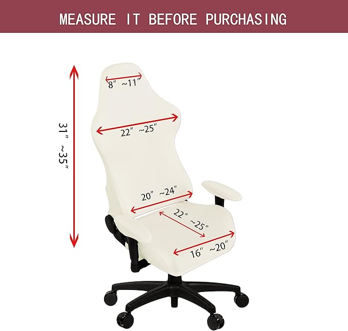 SARAFLORA Gaming Chair Covers Stretch Washable Computer Chair Slipcovers for Armchair, Swivel Chair, Gaming Chair,Computer boss Chair (Ivory, X-Large)