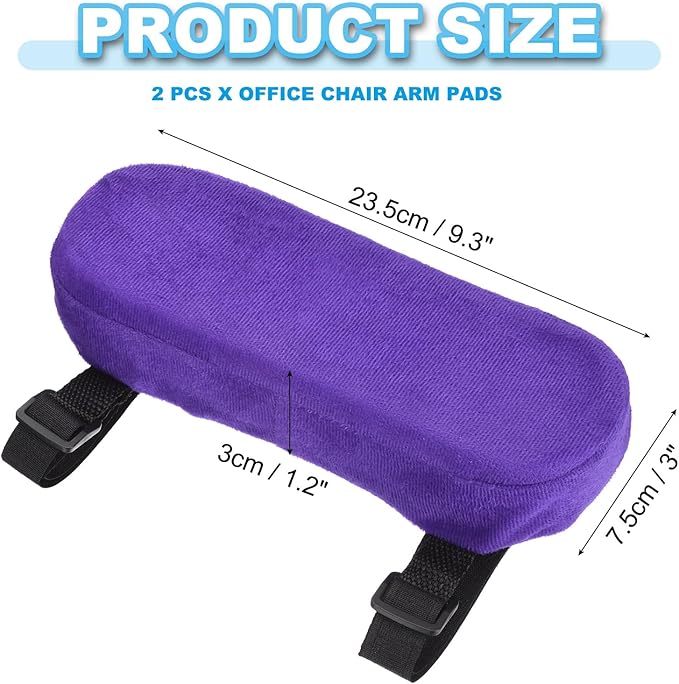 PATIKIL Office Chair Arm Pads, 2 pcs Office Chair Arm Cover Soft Office Chair Armrest Pads Memory Foam Cotton Removable Washable for Desk Computer Gaming, Purple Blue