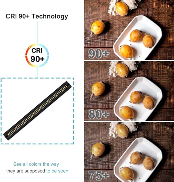 inShareplus 13inch LED Under Cabinet Lighting, Dimmable Light, Warm White 4500K, CRI90+, 450Lumens, DC 12V Ultra Thin Under Counter Kitchen Lights for Kitchen, Shelf, Cupboard, Black, 1 Pack