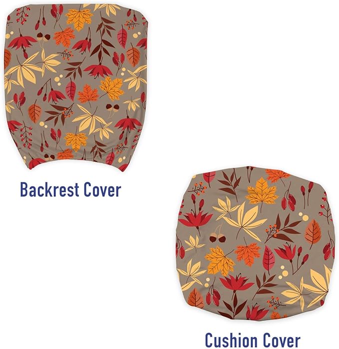 Ambesonne Burnt Orange Office Chair Slipcover, Cartoonish Autumn Leaves Acorns and Berries Seasonal Nature Foliage, Protective Stretch Decorative Fabric Cover, Standard Size, Umber Multicolor