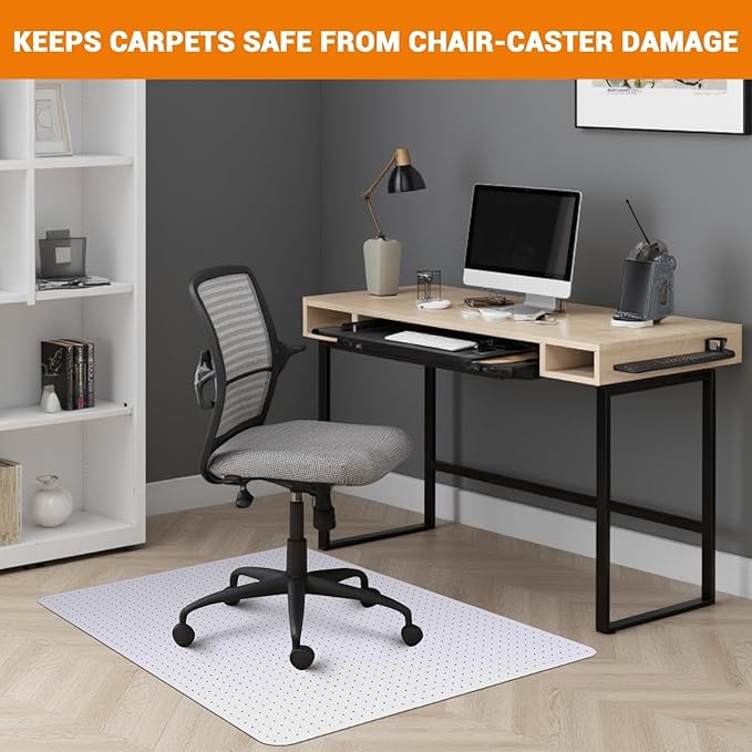 Office Chair Mat for Hard Floor, 36'' x 48'' Computer Desk Chair Mat for Floors, Easy Rolling for Office on Carpets Anti-Slip Carpet Protector for Rolling Work and Gaming Chairs