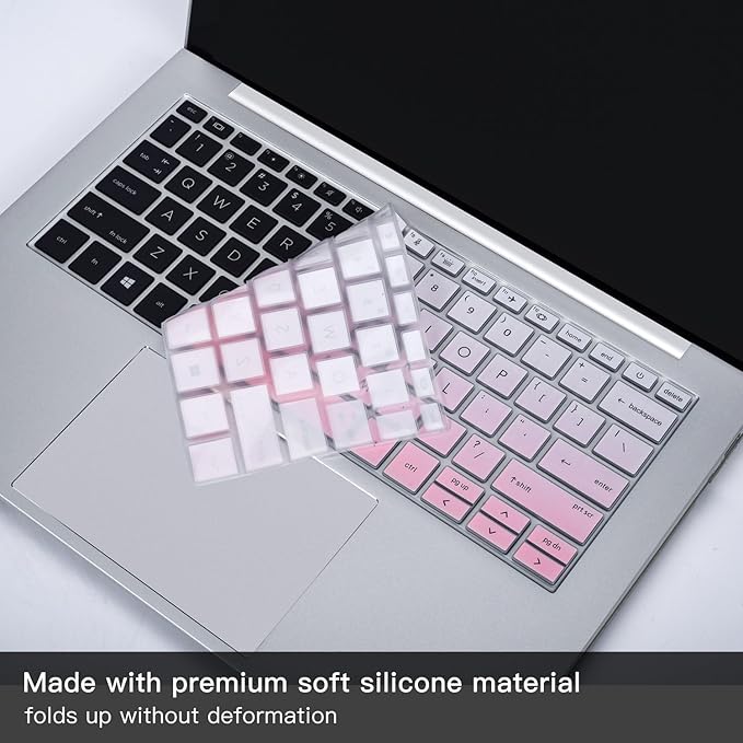 2PCS Keyboard Cover for HP EliteBook 830 835 840 845 1040 G9 G10 2024 2023 2022, 13.3 14 inch HP EliteBook Keyboard Protector Skin(Not fit 840 845 1040 G11 G8 G7 G6 G5 G4 G3),Gradual Pink+Clear