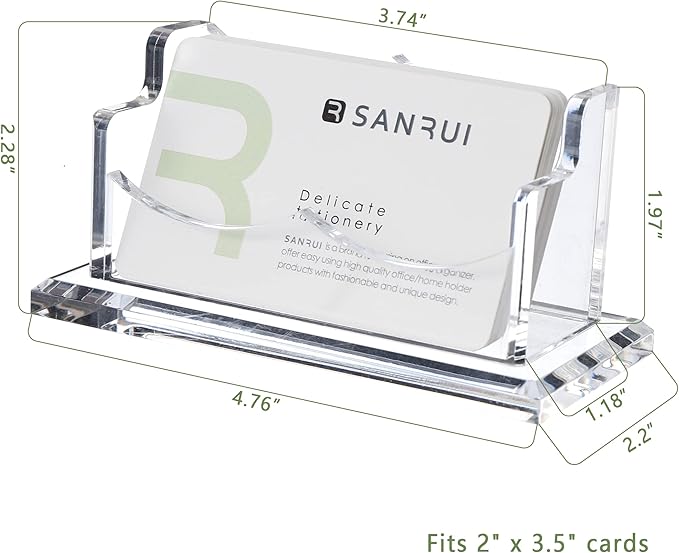 SANRUI Acrylic Business Card Holder for Desk, Horizontal Business Card Display Stand, Clear Business Card Holder Stand, Fits 50~60 Business Cards（Patent No.:US D1,000,519 S）