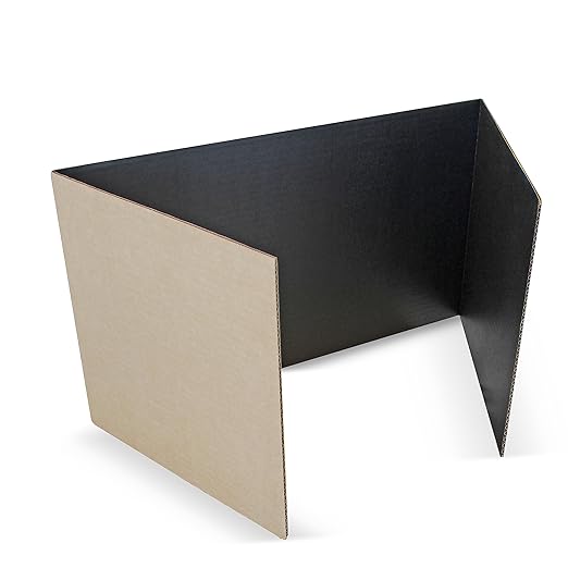 Flipside Products 18”x 48” Black Study Carrel, Privacy Boards, Student Privacy and Focus Booth for The Classroom, Desk Divider Cubby for Tests, Made in USA - 12 Pack