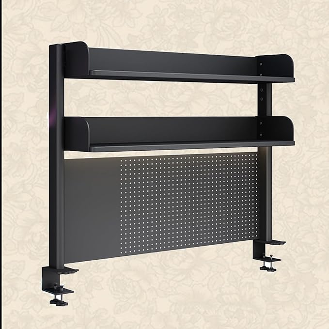 Clamp On Desk Organizer Shelf, Multipurpose Countertop Hutch Bookshelf, Desk Shelf Storage Rack, Desk Extender Pegboard Workstation, Privacy Panel For Gaming Desk, Metal Desktop Display Rack(A,L60cm/2