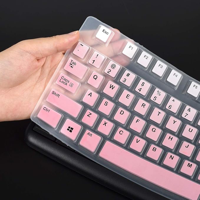Keyboard Cover for Logitech K120 & MK120 Wired Keyboard, Logitech K120 Keyboard Skin Protector - Gradual Pink