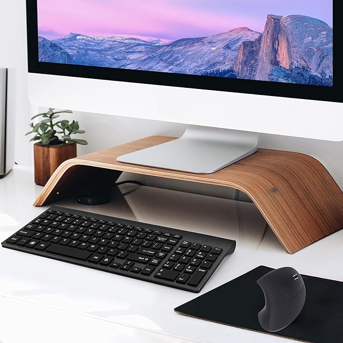 2.4GHz Wireless Vertical Ergonomic Mouse and Keyboard Combo Ultra-Thin Portable Size for PC Desktop Computer Laptop Mac Tablet