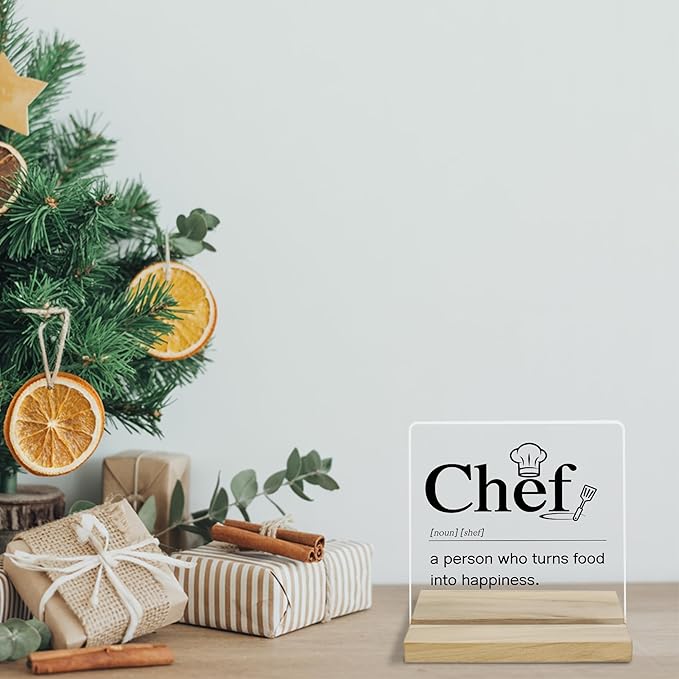 Chef Gift for Men Desk Decor Sign, Chef Appreciation Acrylic Plaque Gifts for Coworker