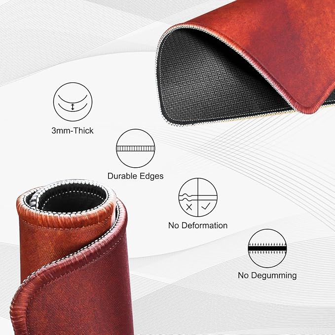 JIKIOU Mouse Pad with Non-Slip Rubber Base, Premium-Textured & Washable Computer Mousepad with Stitched Edges, Mouse Pads for Computers, Laptop, Gaming, Office & Home, 10.2 x 8.3 in Boho