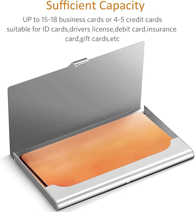 Leinuosen 10 Pack Business Name Card Holder Case Aluminum Business Name Card Carrier Mental Credit Case Wallet Professional Stainless Steel Pocket for Men & Women,2.36 x 3.66 Inch,9 Colors Available