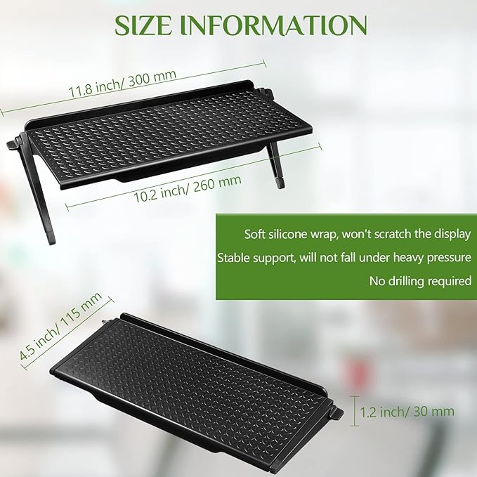 Hoteam 4 Pcs Top of TV Shelf for Cable Box Adjustable TV Top Shelf for Monitor Screen Media Boxes Cellphone Stand Console Home(11.8 x 4.5 Inch)