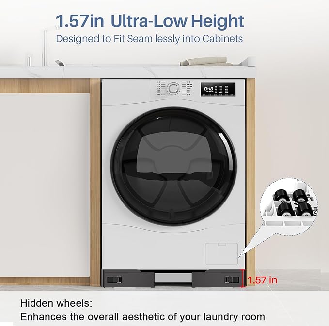 Appliance Rollers Heavy Duty, Adjustable Mini Fridge Stand Washer and Dryer Stand with 16 Locking Wheels, Appliance Furniture Dolly Universal Stand Base for Washer, Dryer