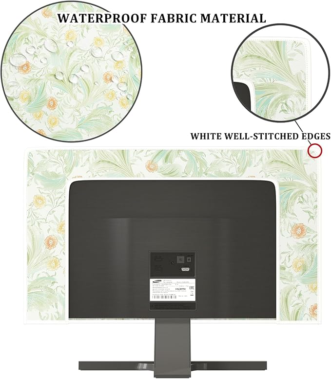 Wildflower Floral Waterproof Screen TV Dust Covers 40,41,42,43 Inch Flower Plant Weatherproof Screen TV Cover Anti-Static Dustproof Protective Cover for Television LCD OLED，Sage Green Plants