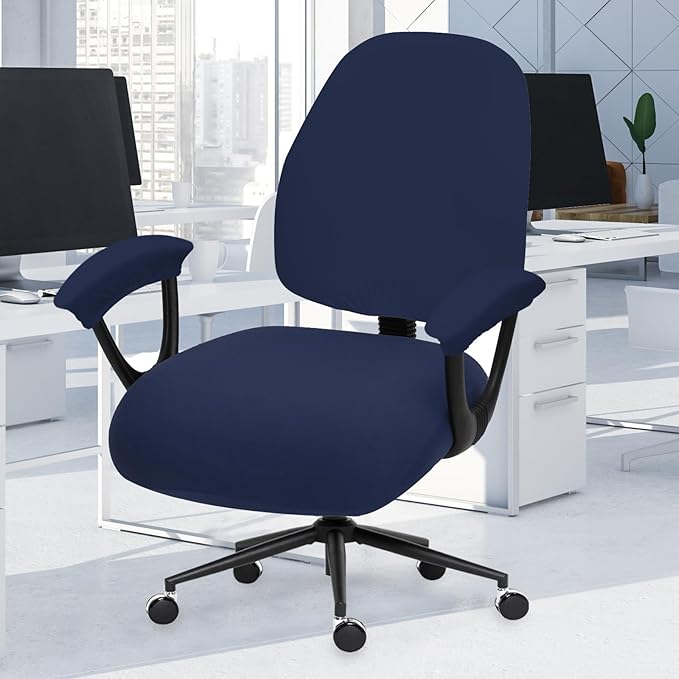 DIVA EN CAMINO DEC Stretchable Split Office Chair Seat Covers - Stretch Computer Chair Slipcover - Washable Rotating Backrest Coverings & Cushion Protectors & Armrest Covers for Dogs, Cats, Pets