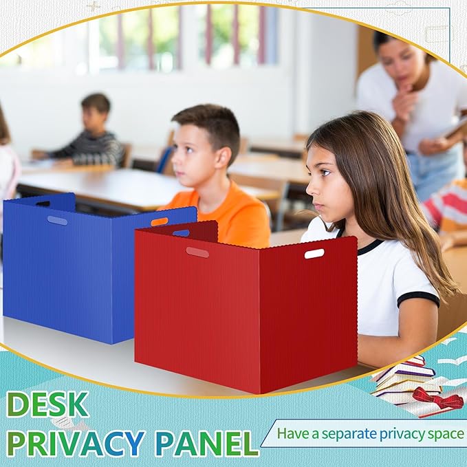24 Pcs Desk Dividers for Students Classroom Plastic Privacy Folders Muticolored Test Dividers for Students Desks Trifold Privacy Panel Partitions for School Teacher Supplies (24pcs Muticolored)