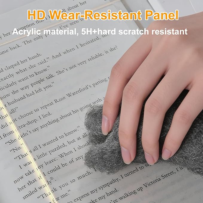 Book Light, Rechargeable Reading Lights for Books in Bed - Eye Caring 3 Color Temperatures, Stepless Dimming Brightness, Timer, Long Lasting, Portable Flat Book Light for Book Lovers (White)