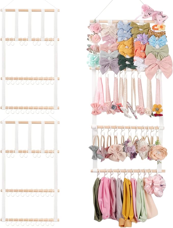 POVETIRE Headband Holder Hair Bows Organizer for Girls, Baby Headbands Hair Accessories Organizer Storage Wall Hanging Decor for Toddler Girls Room