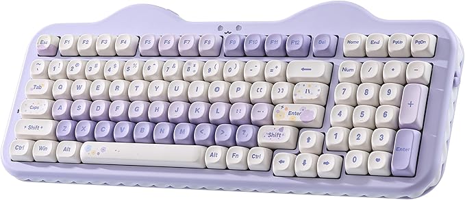 YUNZII C98 Wireless Mechanical Keyboard with Number Pad,99 Key BT5.0/2.4G/USB-C Hot Swap Gasket Mount with PBT MOA Keycaps,Custom RGB,Cute Cake Keyboard for Win/Mac (Purple, Candy Linear Switch)