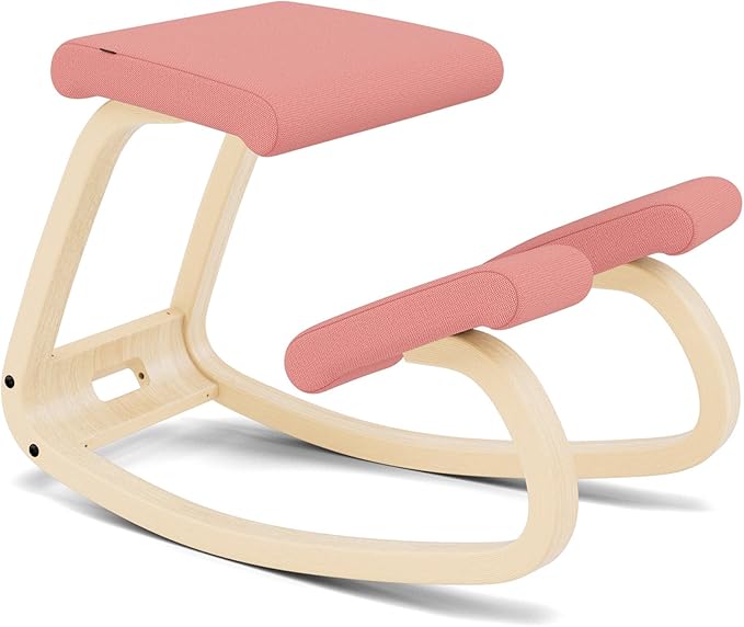 Varier Variable Natural/Pink Ergonomic Office Kneeling Chair for Desk – Back Pain Relief, Rocking Seat for Home, Study & Posture Support – 10 Year Quality Guarantee