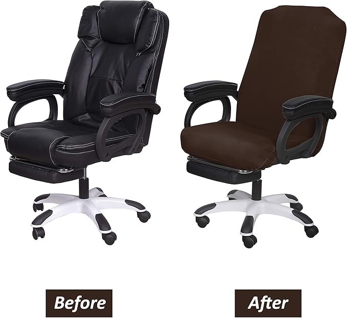 SARAFLORA Office Chair Cover- Large, Brown- Removable Computer Chair Cover for Office Chair with Zipper for Universal Rotating Chair Desk Chair Cover High Back Chair Seat Washable Protector for Pets