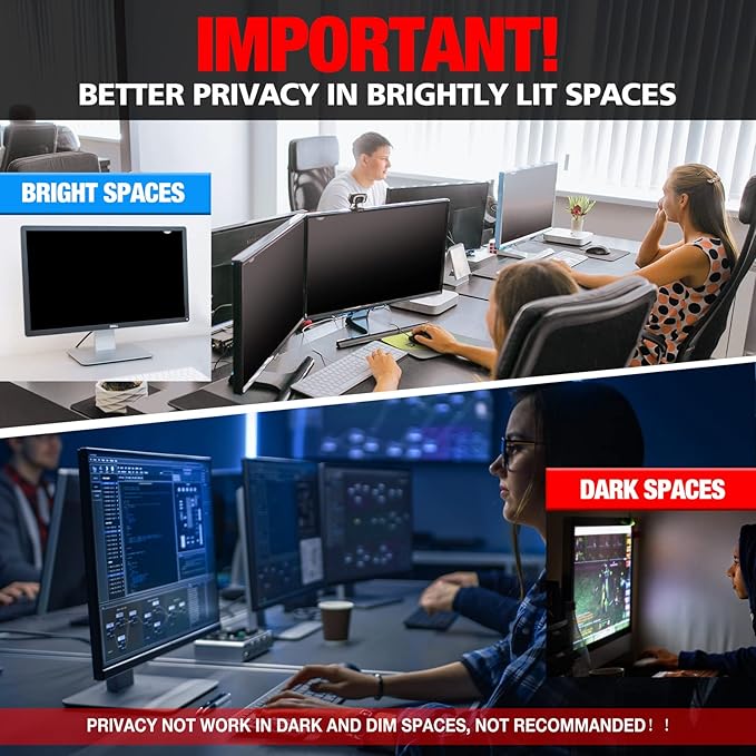 Computer Privacy Screen Filter for 21.5 Inch 16:9 Widescreen Monitor, Anti-Spy/Anti Glare Protector Office Accessories - WxH: 18 3/4" x 10 9/16" (476mm x 268mm)