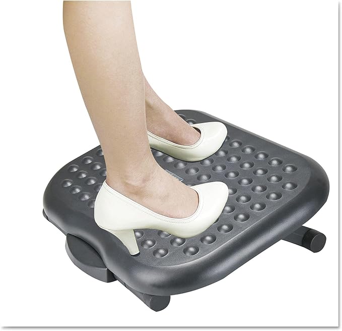 Alera ALE Relaxing Adjustable Footrest, 13 3/4w x 17 3/4d x 4 1/2 to 6 3/4h, Black