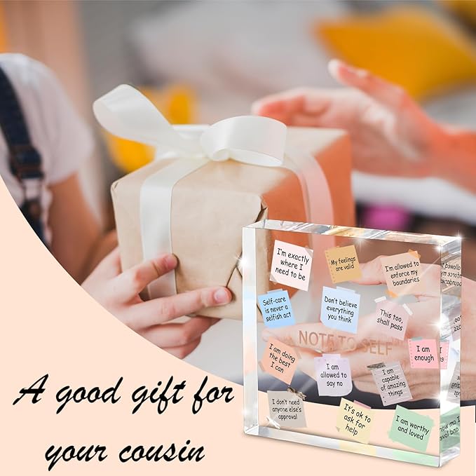 Inspirational Desk Decoration - 4x4" Acrylic with Inspirational Quotes, Perfect for Dorms and Offices, Daily Positive Affirmations, Therapist Room Decor, Positive Workspace Sign, and Wellness Gift