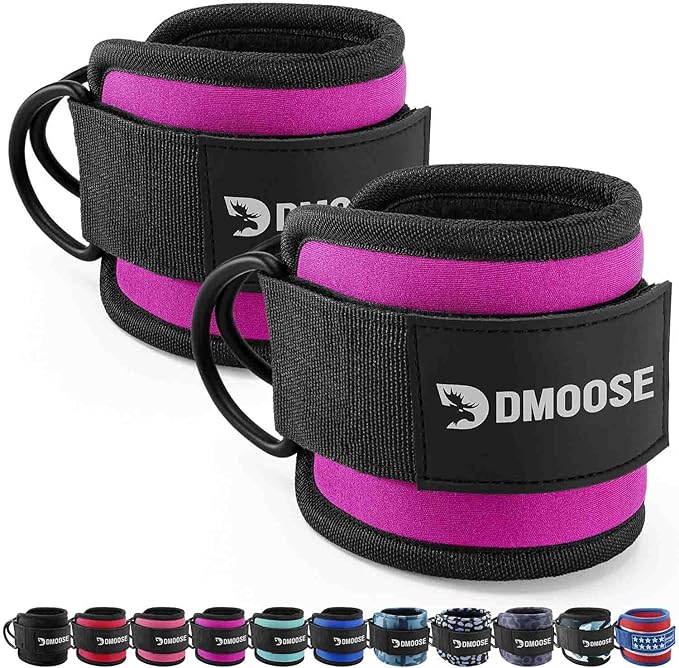 DMoose Fitness Ankle Strap for Cable Machine - One Size Fit with Premium Padding Cuffs, Ankle Bands for Working Out, Booty Workouts, Leg Extension, Hip Abductors, Kickbacks & Lower Body Exercises