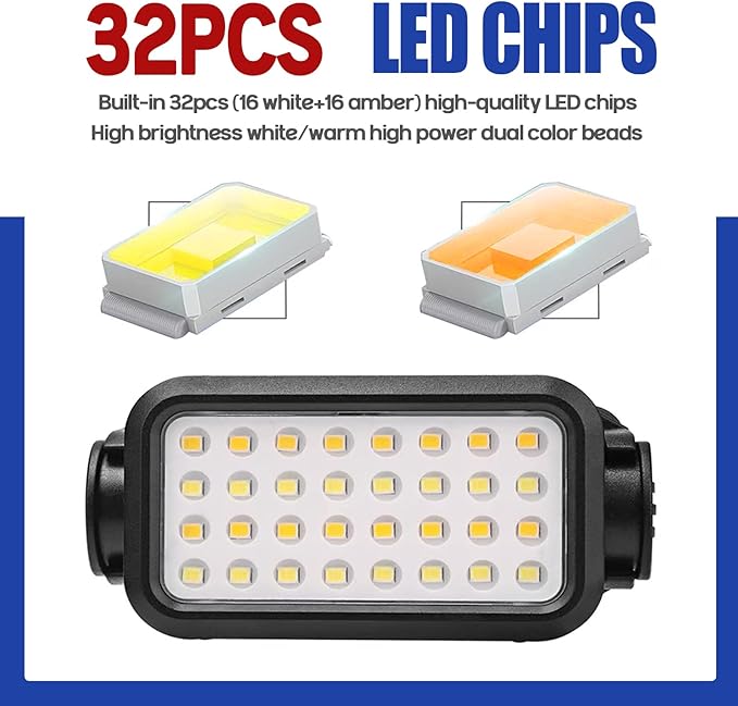 Xislet UTV Dome Light, Rechargeable Overhead Roll Bar Light with 5 Modes & 32 LEDs, Universal 1.25"-2.0" Mount for Polaris RZR, Can-Am, Jeep, Golf Cart, Boat, ATV Interior LED Lighting